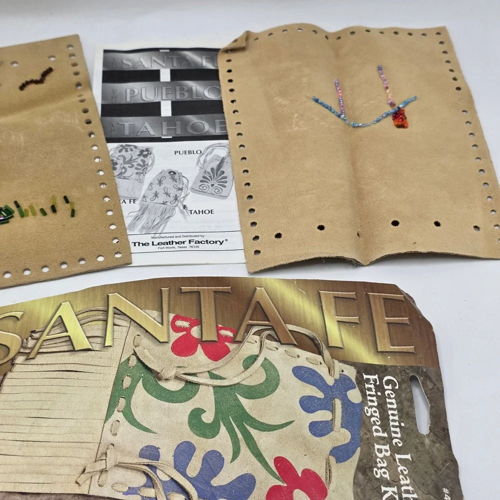 Tandy Leather Santa Fe Fringed Bag Kit Tan Beaded Western DIY Vintage‎ 4189-01